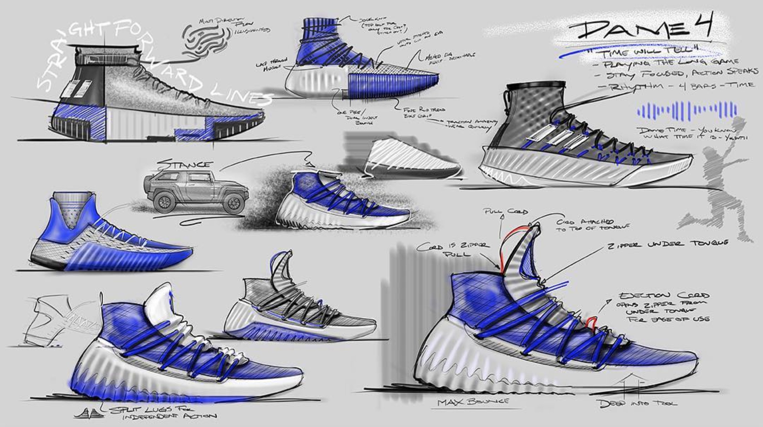 2594x1452 Dame 4 Designer Shares Sketches And Possible Upcoming Colorway - Adidas Sketch