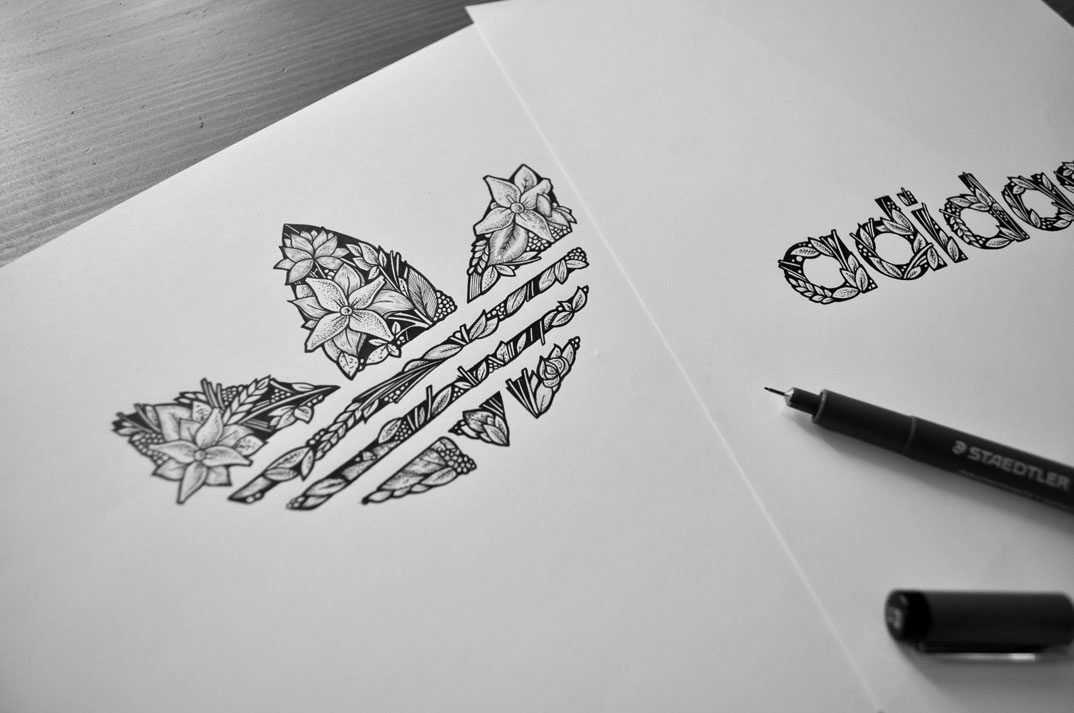1074x713 Adidas Trefoil Custom - Adidas Sketch