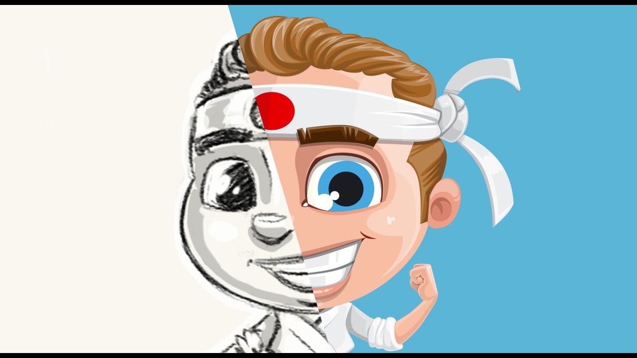 1280x720 How To Draw A Karate Boy In Adobe Illustrator - Adobe Illustrator Sketch