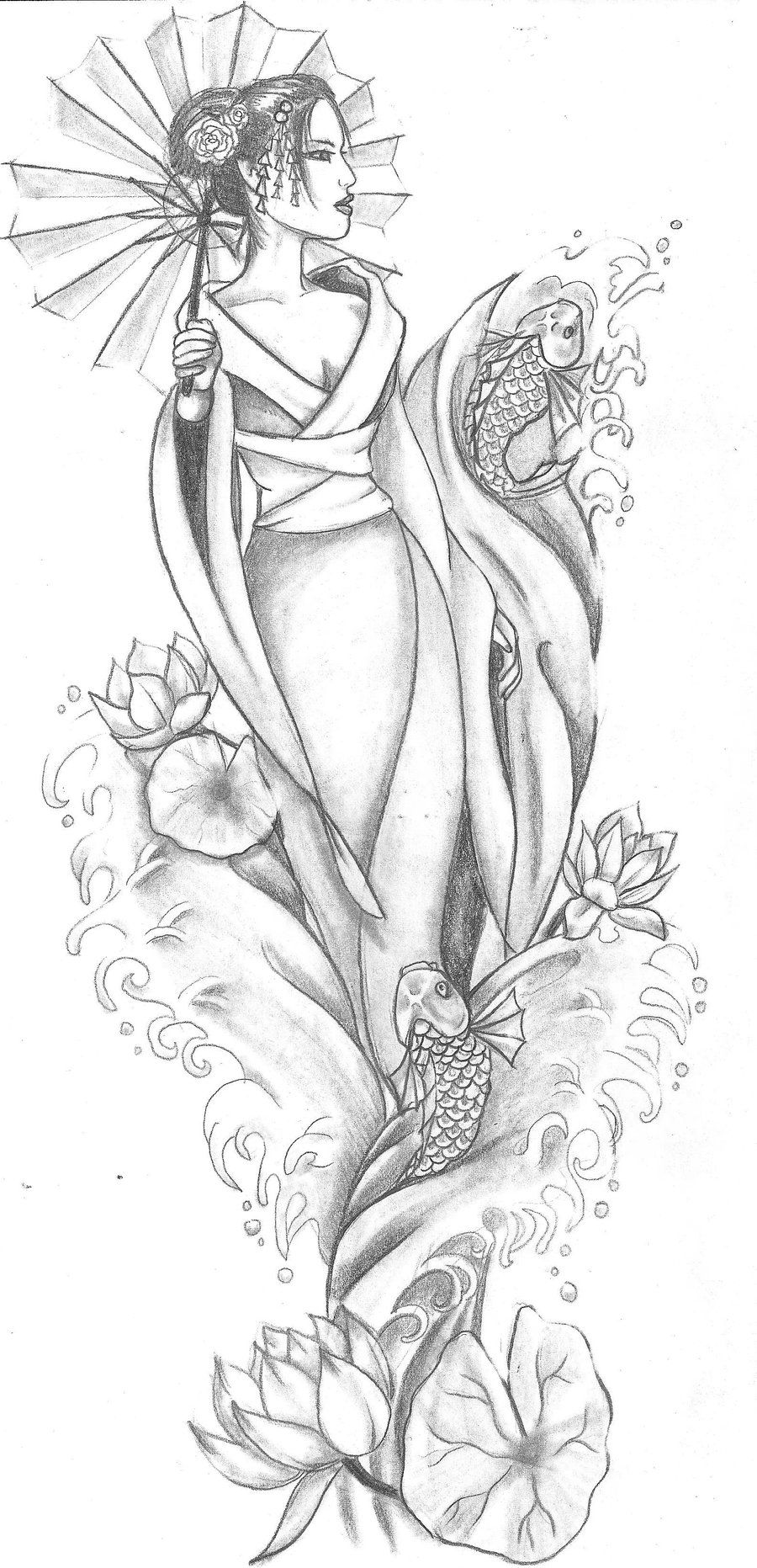 900x1863 Geisha - Adult Sketch