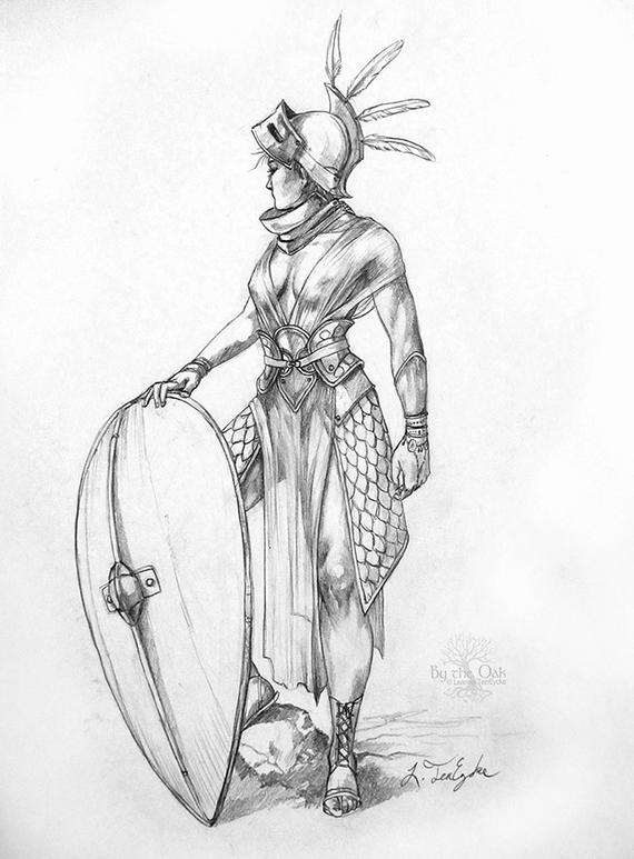 570x773 Shield Maiden Adult Fantasy Art Original Drawing Pencil Sketch Etsy - Adult Sketch