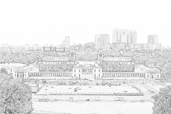 550x367 Aerial Sketch Of Royal Naval College Posters By Timung Redbubble - Aerial Sketch