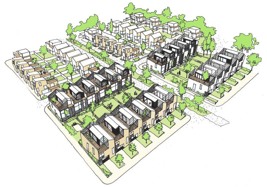 930x653 Alison Brooks Architects Gateshead Big Aerial Sketch Poselok - Aerial Sketch