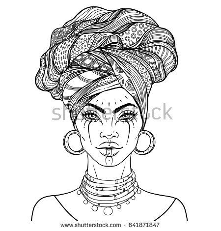450x470 African American Pretty Girl. Vector Illustration Of Black Woman - African American Sketch