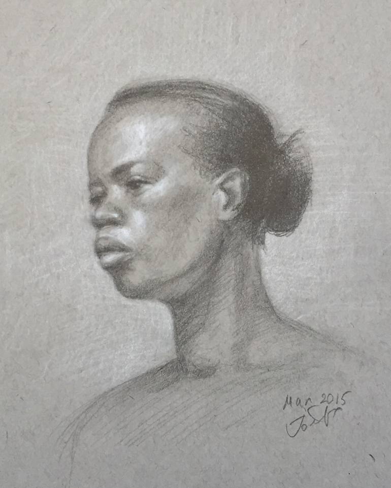 770x962 Portrait Of African American Woman. Original Graphite Life Sketch - African American Sketch