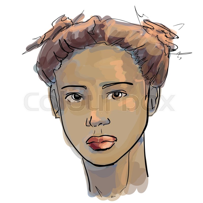 800x800 Hand Drawn Graphics Fashion Portrait With Beautiful Young African - African American Woman Sketch