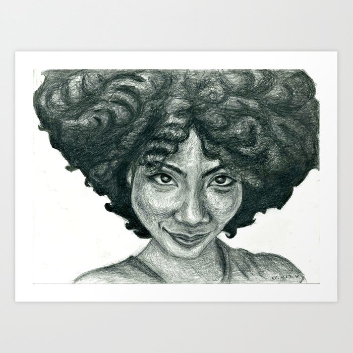 700x700 Natural Hair Portrait - African American Woman Sketch