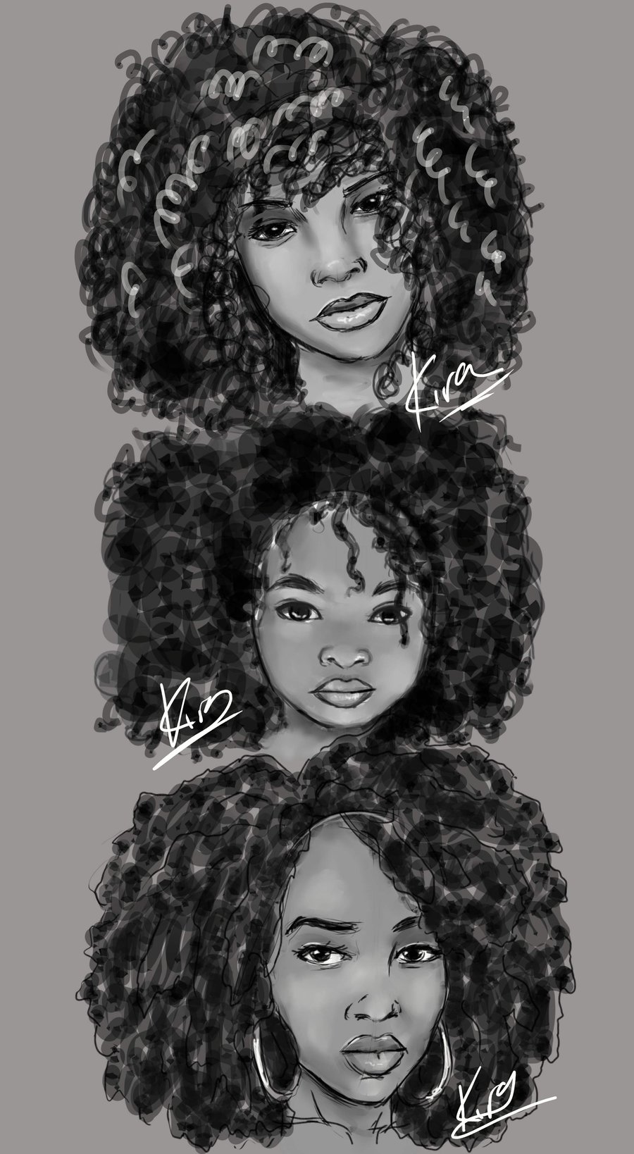 900x1638 Natural Hair Sketches By Kiratheartist - African American Woman Sketch