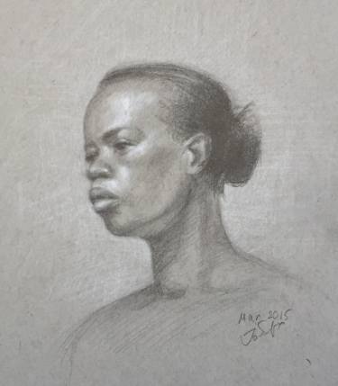 375x429 Portrait Of African American Woman. Original Graphite Life Sketch - African American Woman Sketch