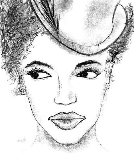 470x545 African American Woman In Hat Drawing By Matt Harang - African American Woman Sketch