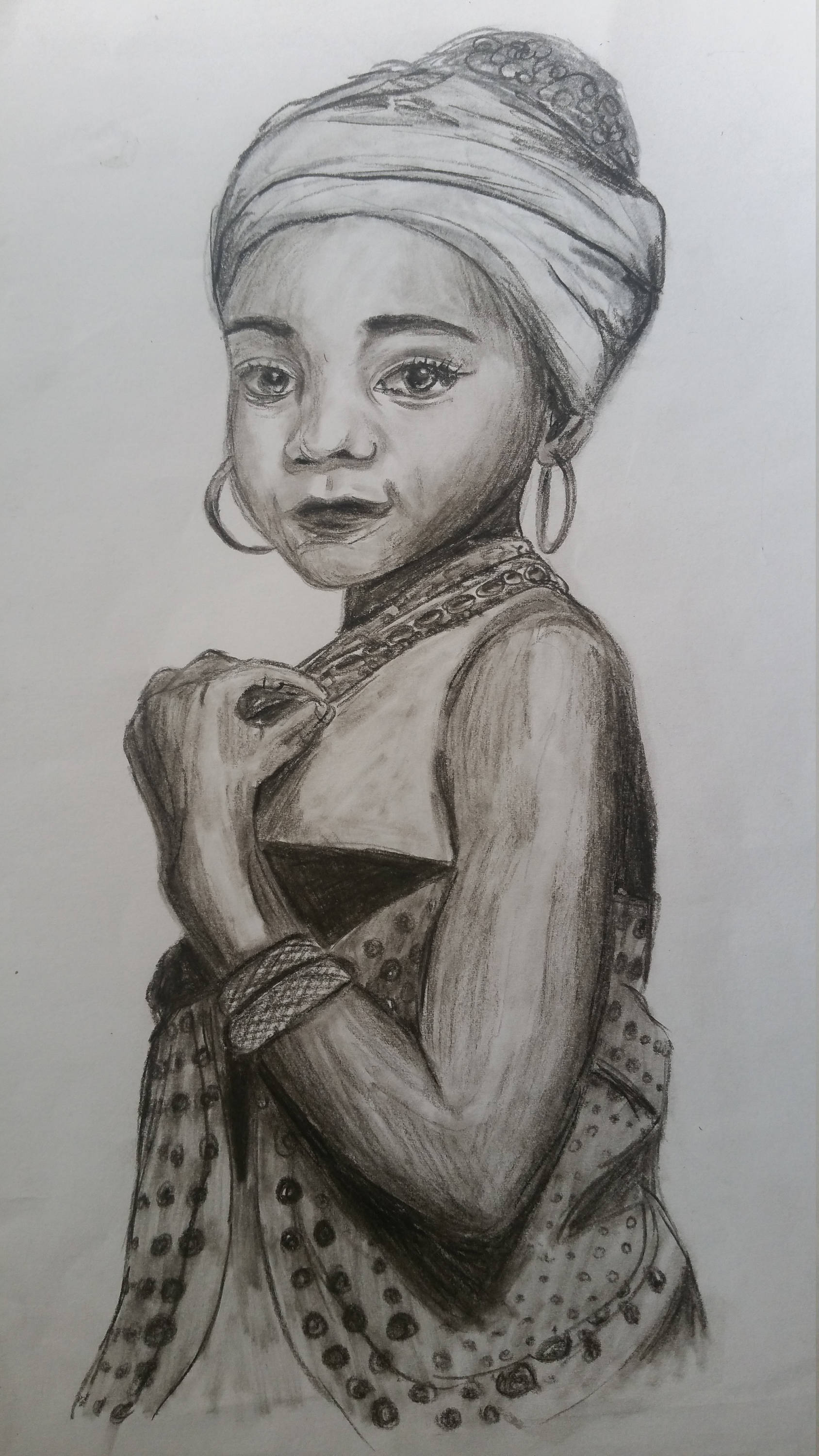 1688x3000 African Girl African Girl Charcoal Drawing Original Image - African Girl Sketch