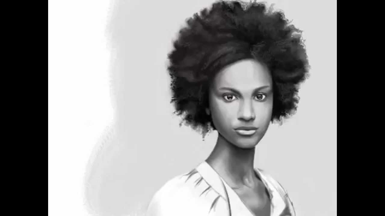 1280x720 Beautiful Black Woman Portrait Drawing On Ipad. (Time Lapse) - African Girl Sketch
