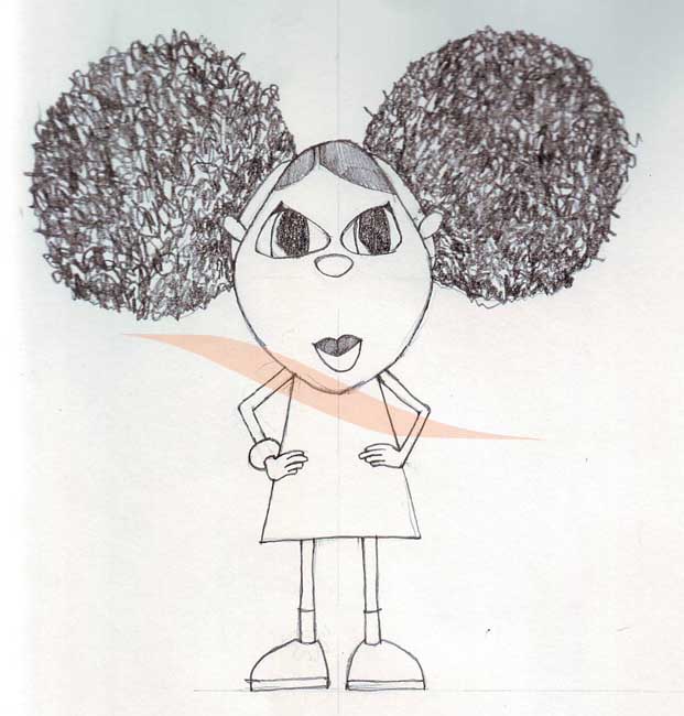 621x650 Fino African Cartoon Girl Sketch Draft Two Bino And Fino - African Girl Sketch