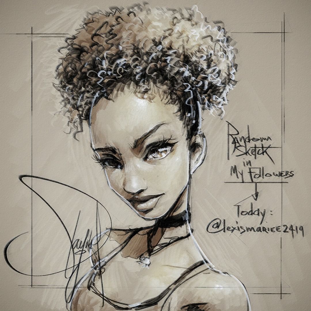 1080x1080 Pin By Kyeeshia Yates On Art Sketches, Black And - African Girl Sketch
