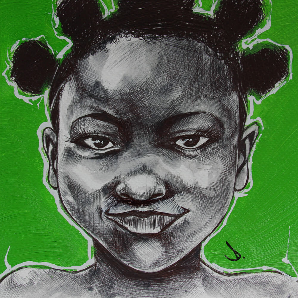 1000x1000 Unique Artwork African Girl From The Artist Deuz, Street Art Style - African Girl Sketch