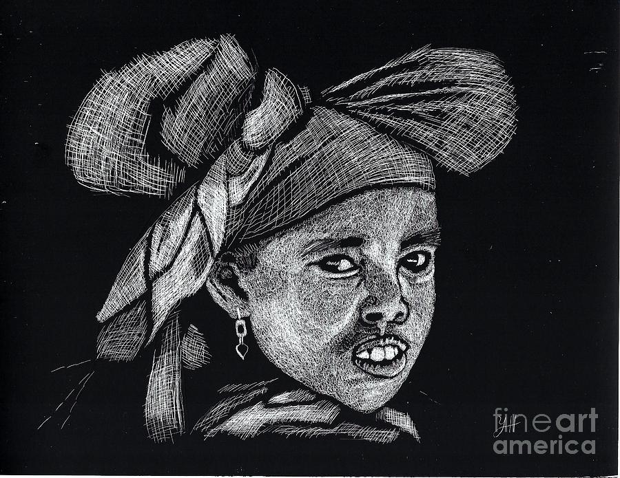 900x695 African Girl Digital Art By Yenni Harrison - African Girl Sketch