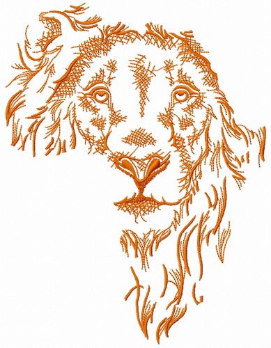 389x500 African Lion Sketch Embroidery Design Animals Embroidery Designs - African Lion Sketch
