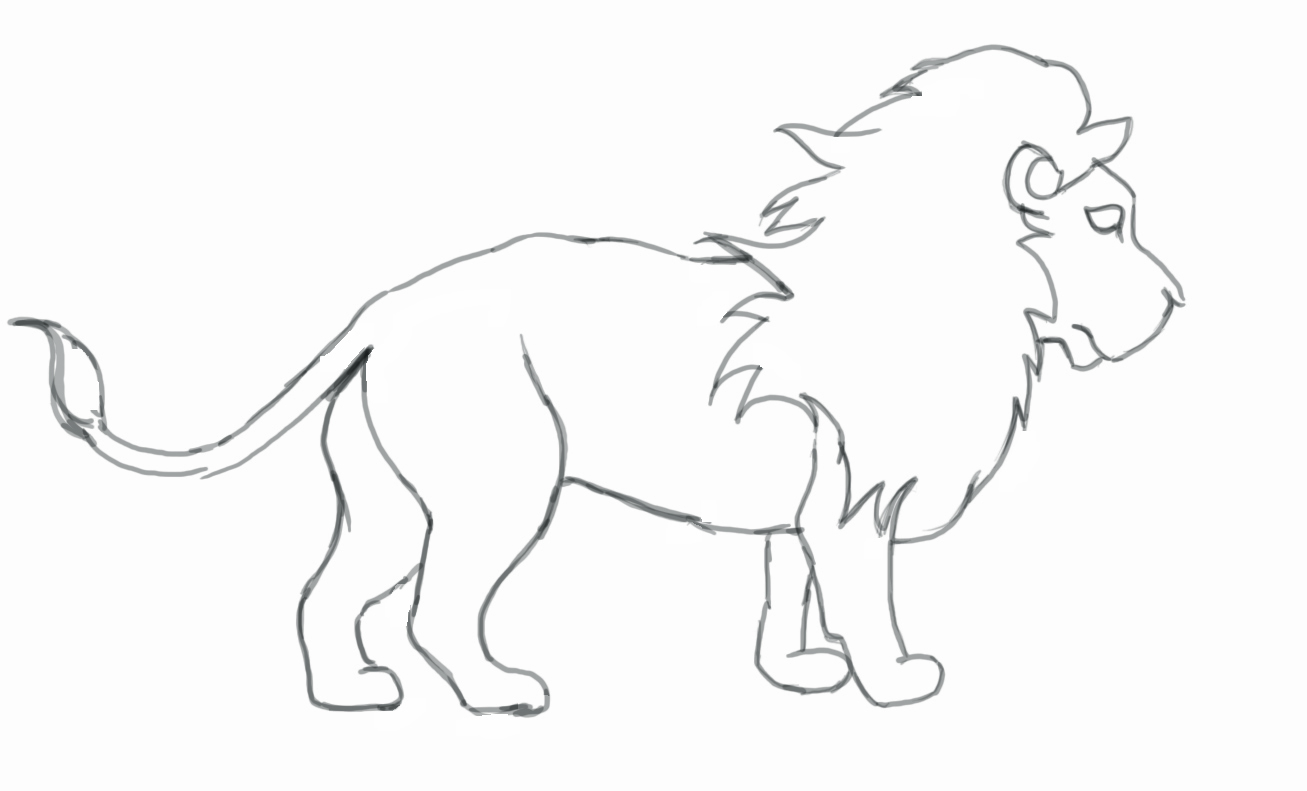 1307x791 How To Draw A Lion - African Lion Sketch