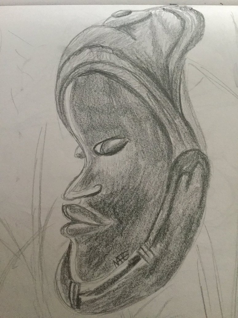 774x1032 African Mask Sketch (2015) By Darkenedsoul12 - African Mask Sketch