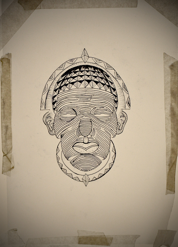 600x833 African Mask On Behance - African Mask Sketch