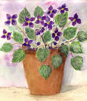346x400 African Violets - African Violet Sketch