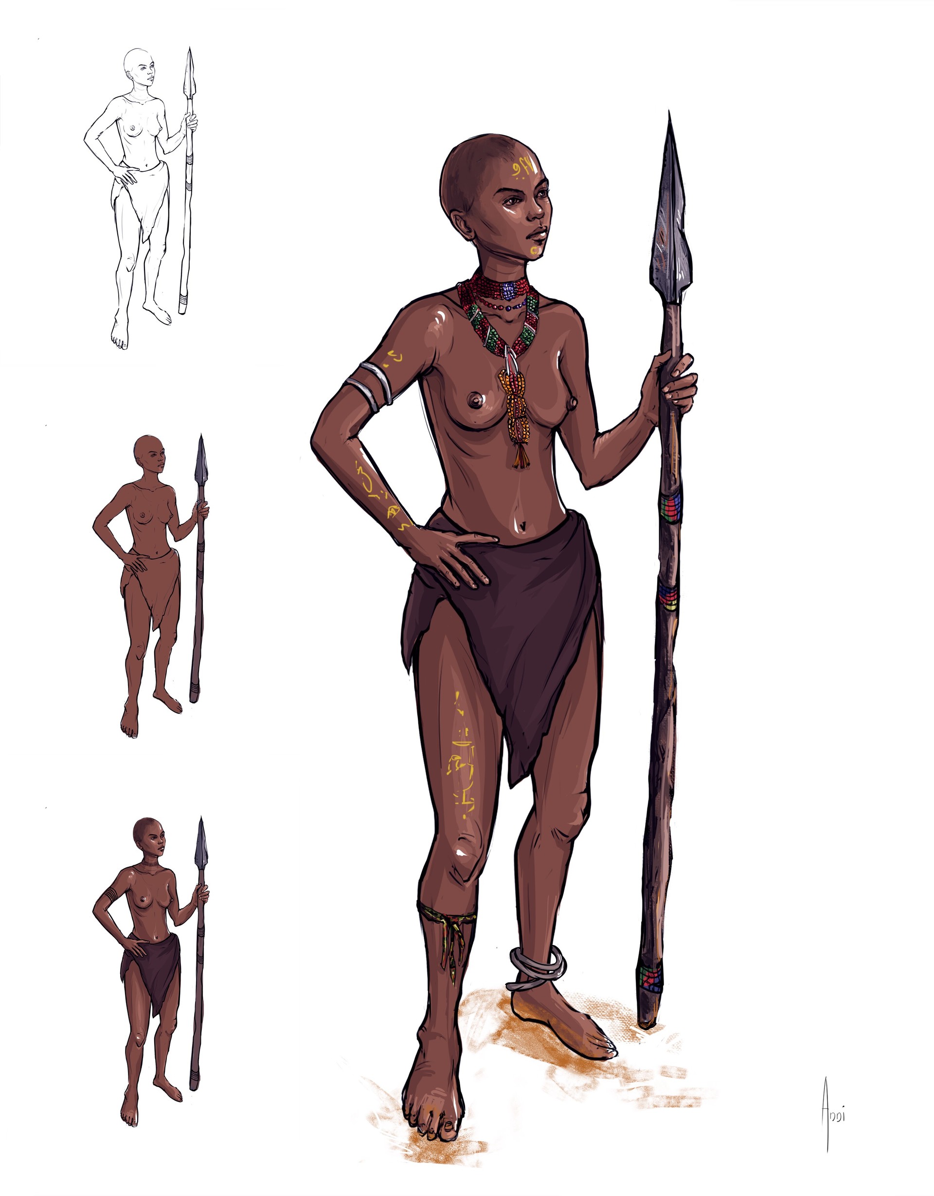 1920x2459 Anna Yeloeva - African Warrior Sketch