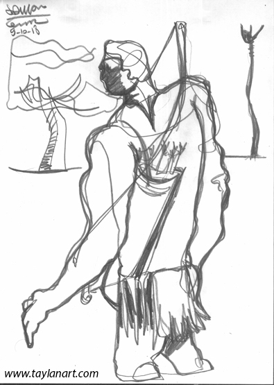 395x555 Artwork For Sale - African Warrior Sketch