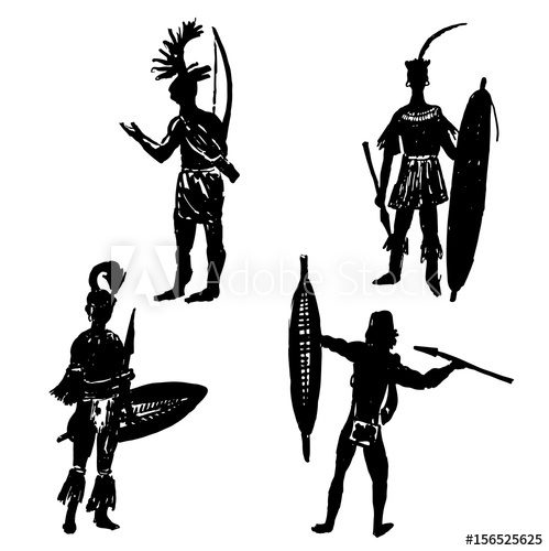 499x500 Collection Of Silhouettes Of African Tribal Warriors In The Battle - African Warrior Sketch