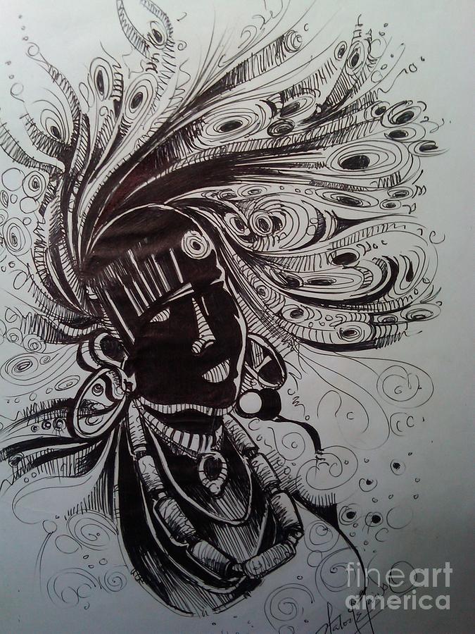 675x900 Rythm Of The African Woman Drawing By Falode Taiwo Olabode - African Woman Sketch