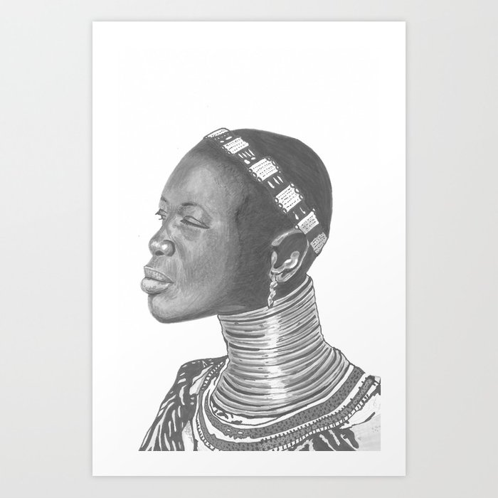 700x700 African Woman Drawing Art Print By Tfranksdesign Society6 - African Woman Sketch