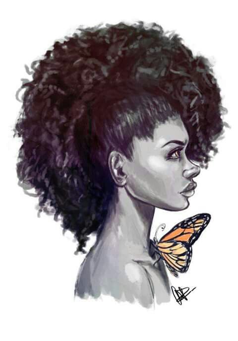480x687 Ponytail Natural Hair Art, Natural Hair Art And - Afro Hair Sketch