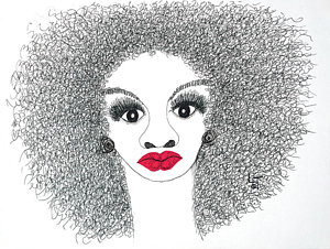 300x226 Afro Drawings - Afro Hair Sketch
