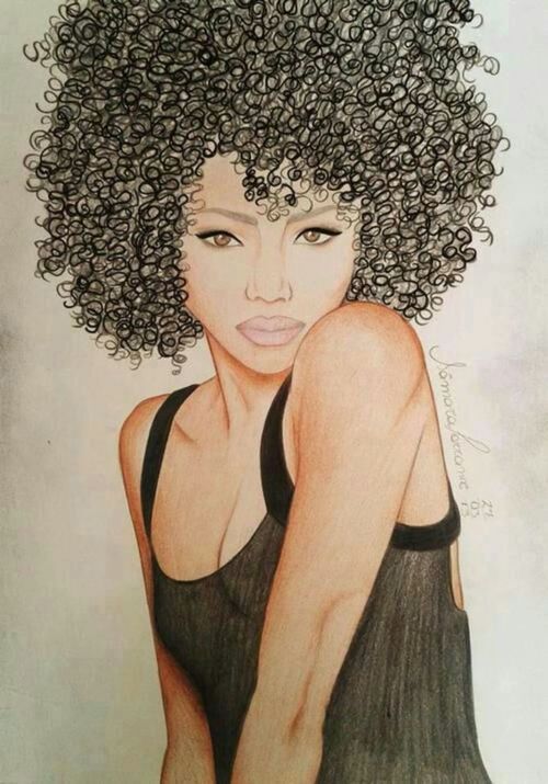500x715 Afro Hair Discovered By Nia Carlos On We Heart It - Afro Hair Sketch