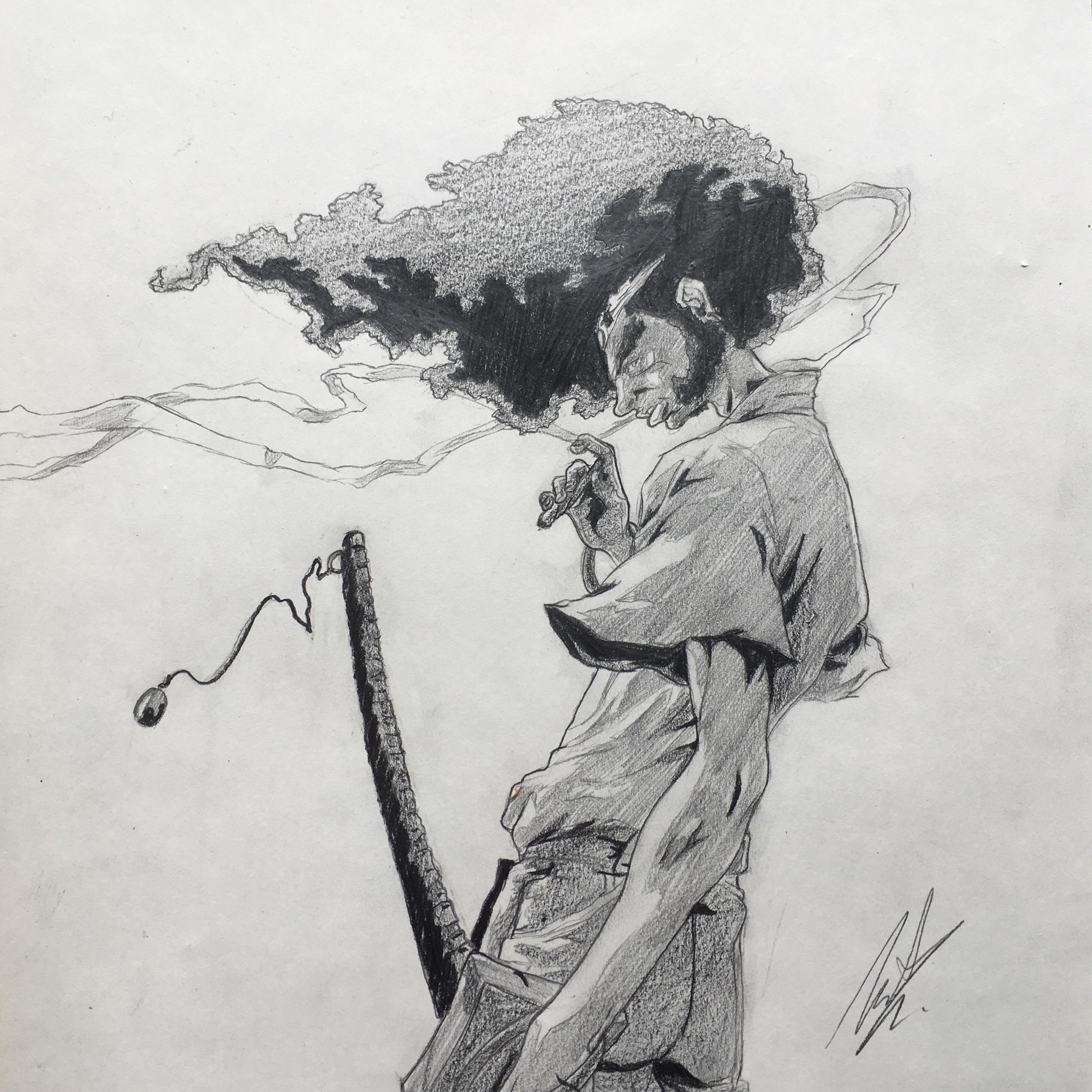 2918x2918 Afro Samurai Finally Finished!!! Drawing - Afro Sketch