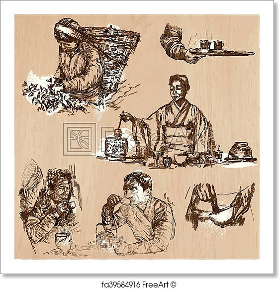 561x581 Free Art Print Of Tea Processing. Agriculture. An Hand Drawn - Agriculture Sketch