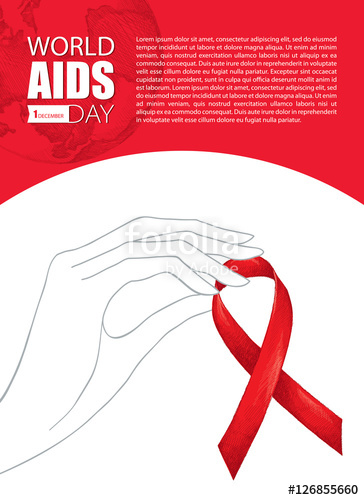 364x500 Vector Illustration With Contour Woman Hand And Sketch Red Ribbon - Aids Sketch