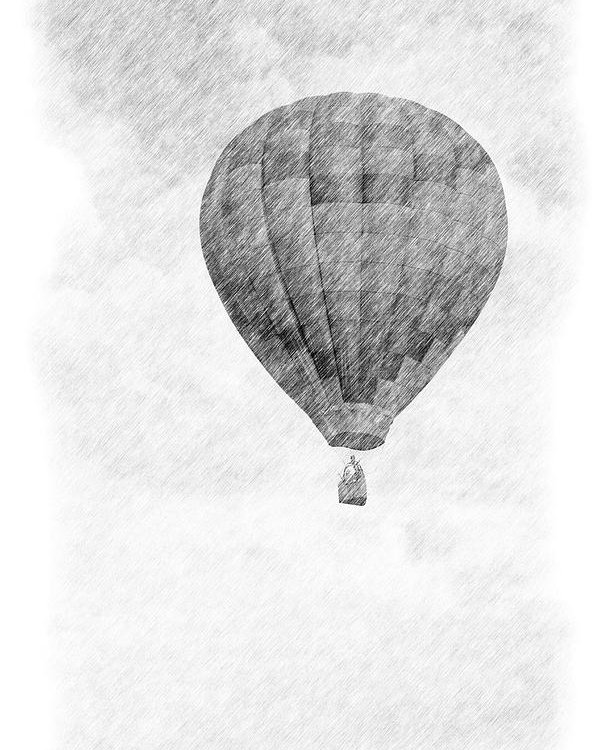 600x750 Hot Air Balloon Pencil Drawing Poster By Gary Wilson - Air Balloon Sketch