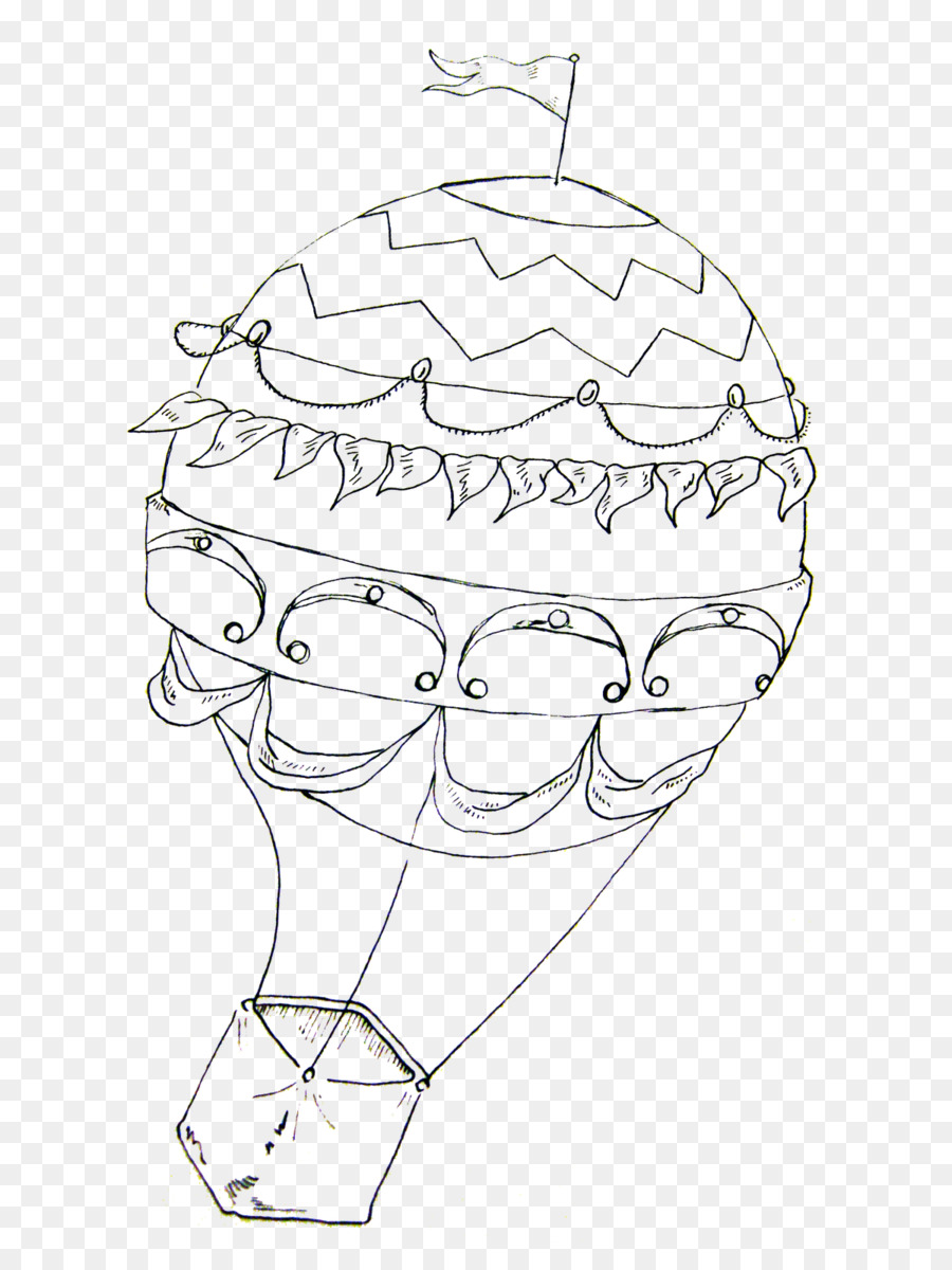 900x1200 Hot Air Balloon Drawing Line Art - Air Balloon Sketch