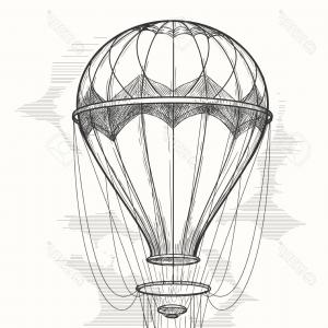 300x300 Photostock Vector Retro Hand Drawing Hot Air Balloon Vintage Hot - Air Balloon Sketch