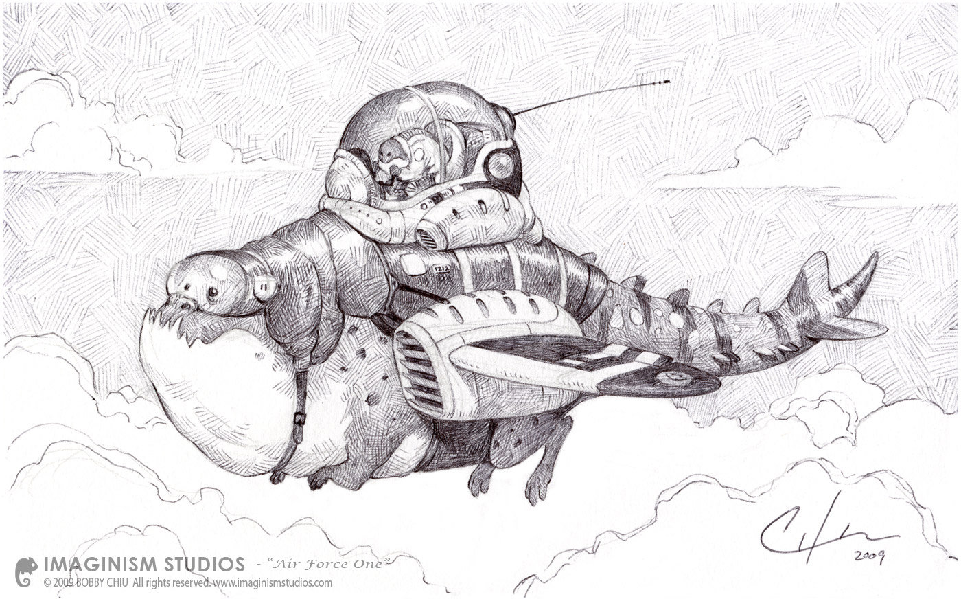 1400x875 Air Force One By Imaginism - Air Force One Sketch