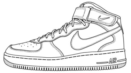 500x280 Elegant Nike Air Force Shoes Coloring Sheet Shoes Coloring - Air Force One Sketch