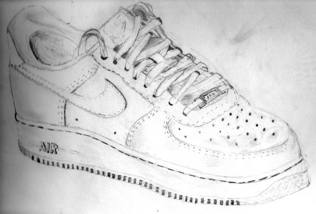 644x436 Nike Air Force 1 Drawing Bomb Art Drawings, Nike - Air Force Sketch