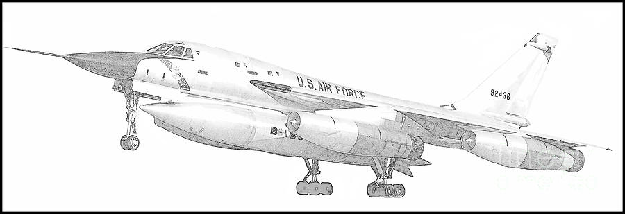 900x309 Pencil Sketch Convair Us Air Force B 58 Hustler Jet Digital Art By - Air Force Sketch