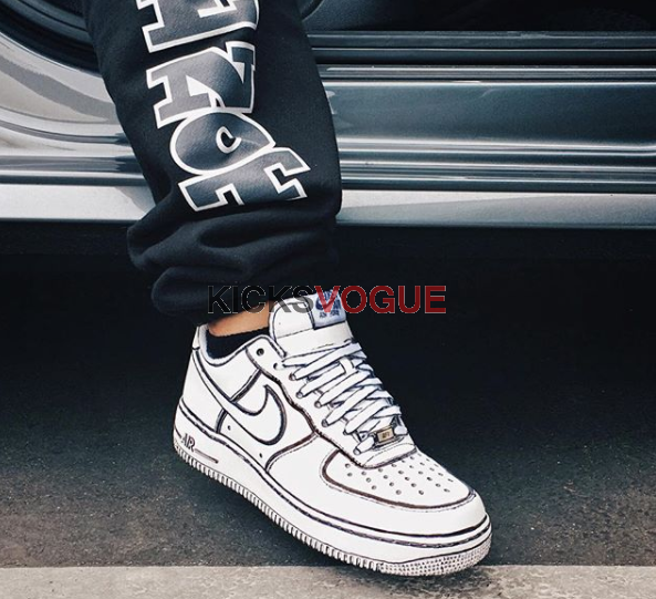 593x541 Sketch Nike Air Force 1 Low White Hand Painted Custom From Baby - Air Force Sketch