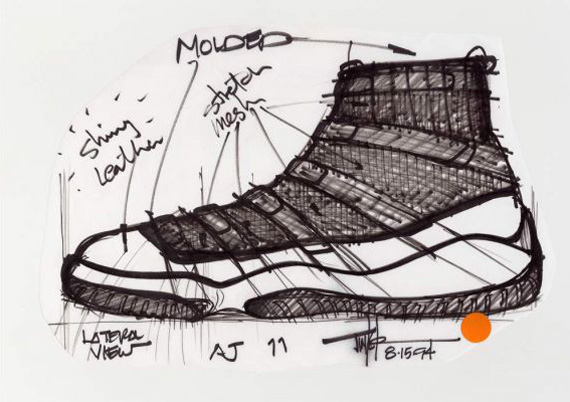 570x402 Air Jordan Xi Original Sketches By Tinker Hatfield - Air Jordan 11 Sketch