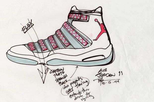 620x413 Air Jordan Xi Original Sketches By Tinker Hatfield My Sole - Air Jordan 11 Sketch