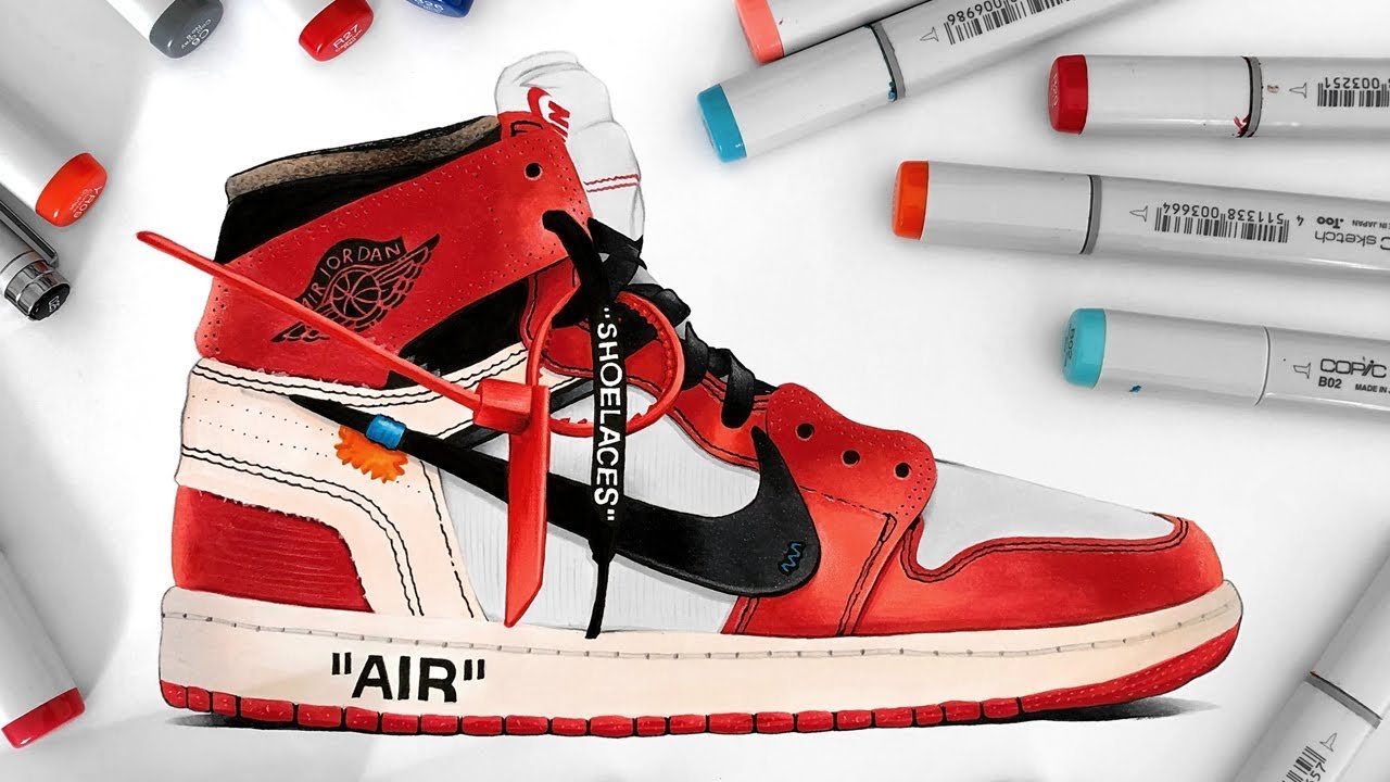 1280x720 Drawing Off White X Nike Air Jordan 1 - Air Jordan Sketch