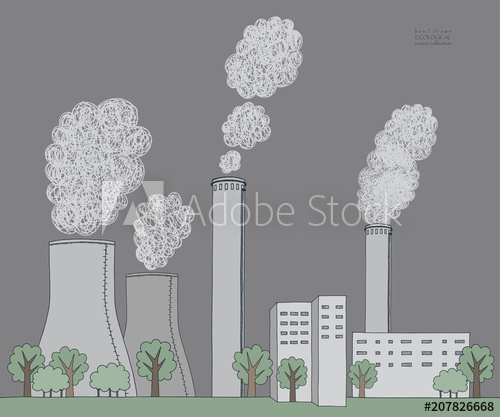500x417 Smokestack On White Background. Illustration Of Air Pollution - Air Pollution Sketch