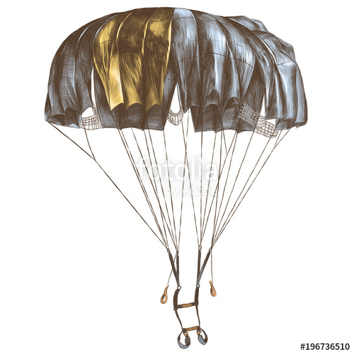 500x500 Round Outdoor Parachute In The Air Sketch Vector Graphics Colored - Air Sketch