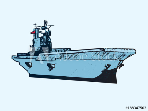 500x375 Aircraft Carrier Typical, Hand Drawn Doodle Sketch, Isolated - Aircraft Carrier Sketch